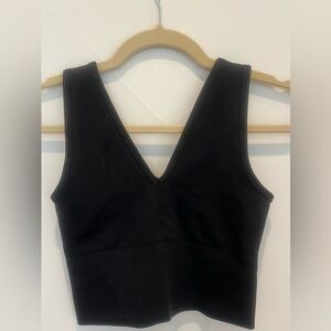 YPB Black V-Neck Active Crop Tank